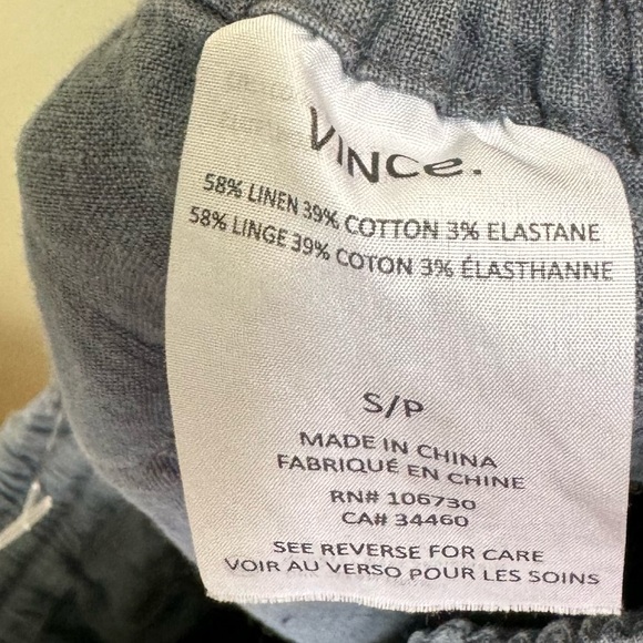 Vince NEW Linen Cotton Pants Pockets Elastic Waist Drawstring Minimalist Casual - Picture 9 of 14